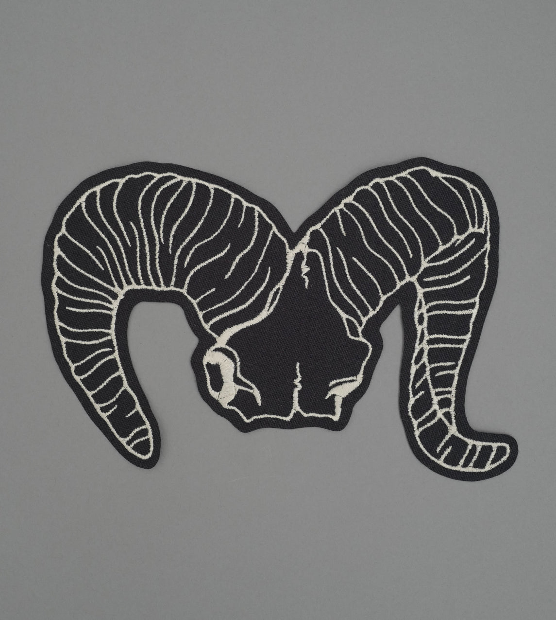 Ram Skull Canvas Back Patch Black Shrimp Sauce