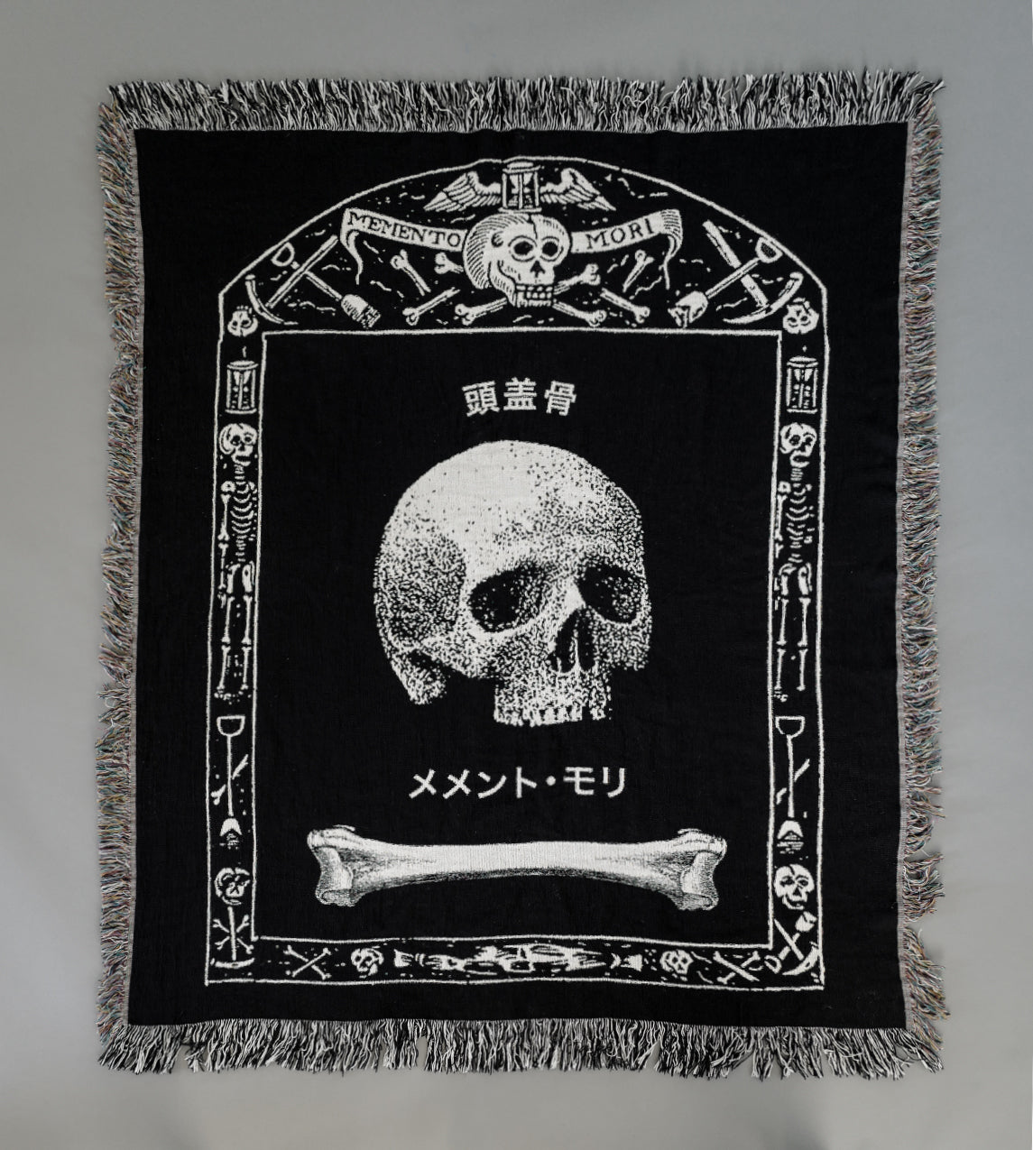 Memento Mori Throw Blanket - Purple shops Damask or Bone White