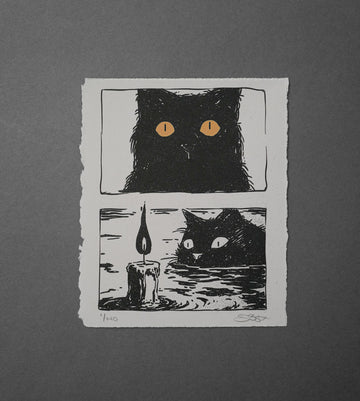 Cat And A Candle - High-Quality Print