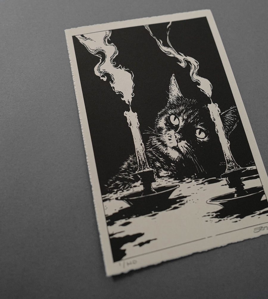 Cat and Smoke - High-Quality Print