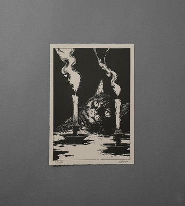 Cat and Smoke - High-Quality Print