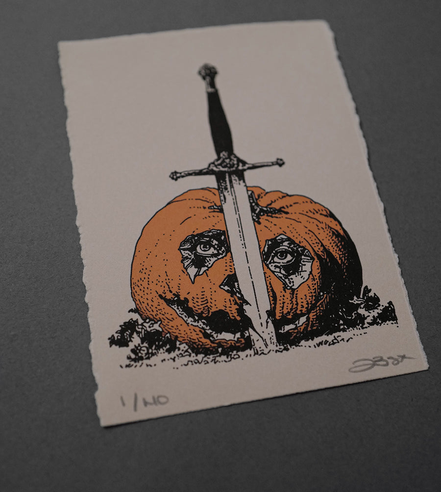 Pumpkin and Sword - High-Quality Print