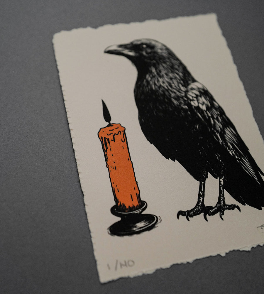 Raven And His Candle  - High-Quality Print