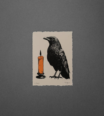 Raven And His Candle  - High-Quality Print