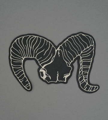 Ram Skull Leather Back Patch
