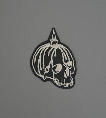Candle Skull Leather Patch