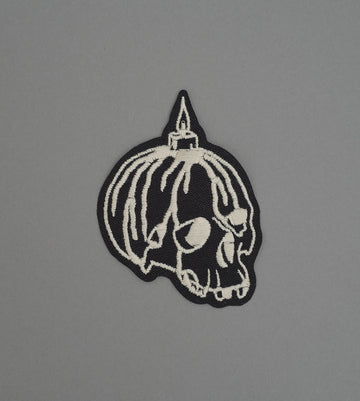 Candle Skull Canvas Patch - Black