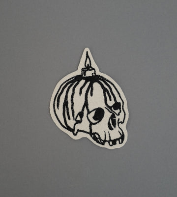 Candle Skull Canvas Patch - Cream