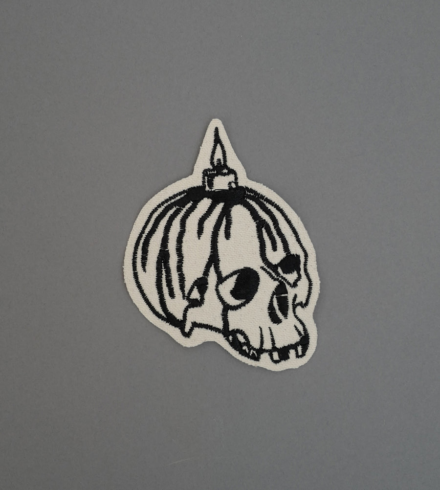 Candle Skull Canvas Patch - Cream